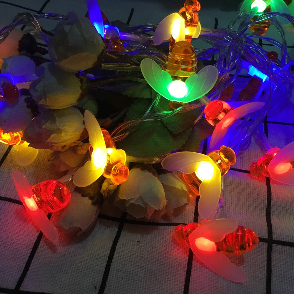 LED Cute Bee Solar String Lights