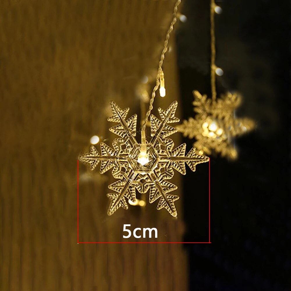 LED Snow Flake Icicle String Lights