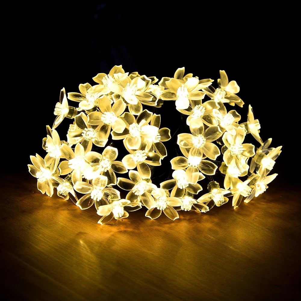 Solar Powered LED Flower String Lights
