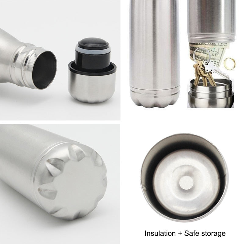 Steel Water Bottle Safe With Hidden Compartment