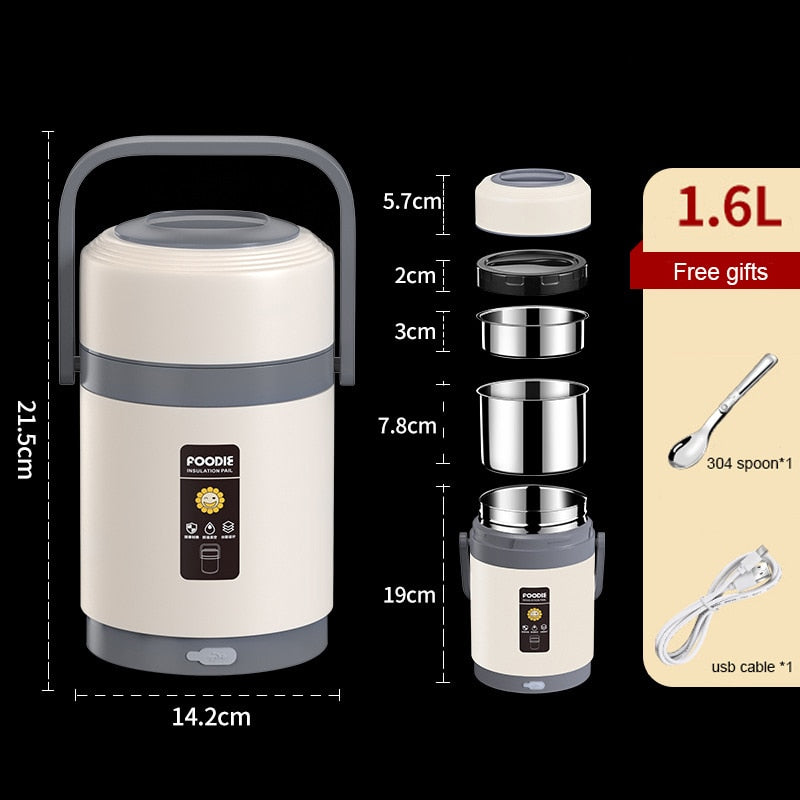 USB Electric Heating Stainless Steel Lunch Box