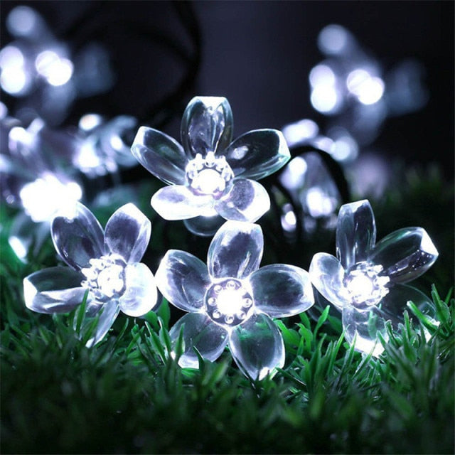 Solar Powered LED Flower String Lights