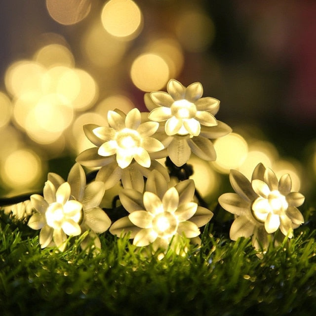 Solar Powered LED Flower String Lights