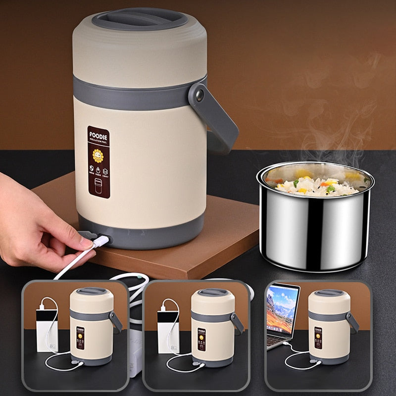 USB Electric Heating Stainless Steel Lunch Box