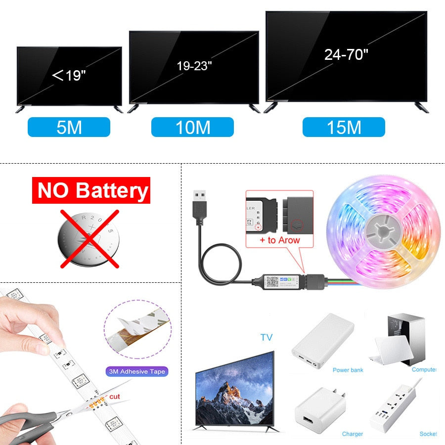 USB LED Flexible Strip Light Bluetooth RGB 5V