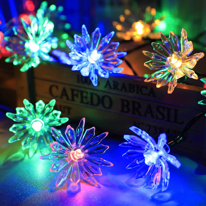 Solar Powered LED Flower String Lights