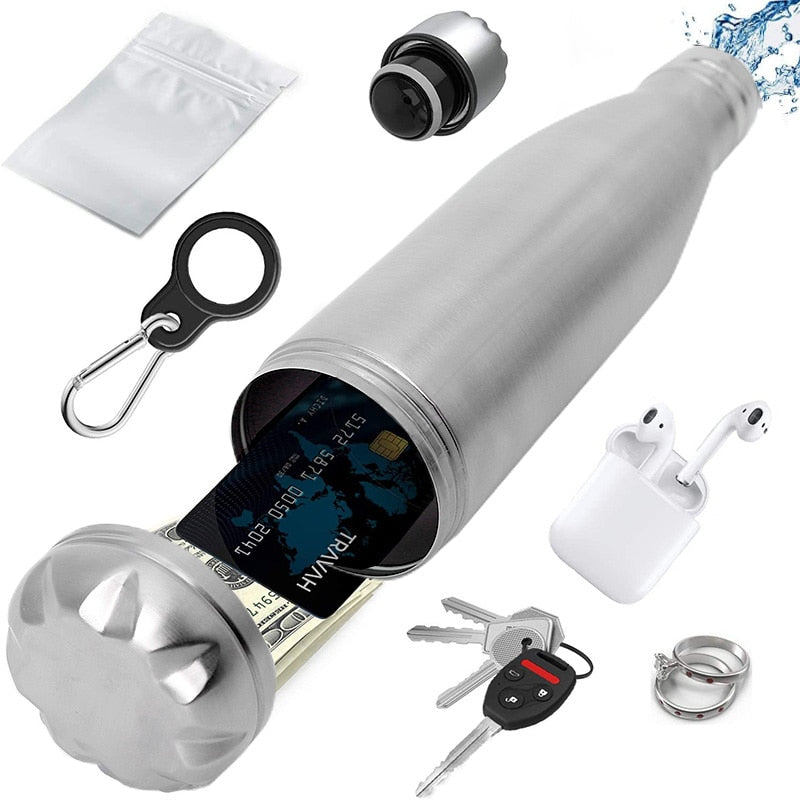 Steel Water Bottle Safe With Hidden Compartment