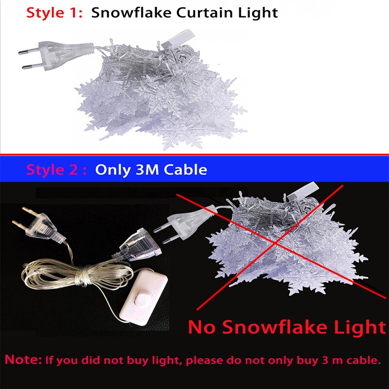 LED Snow Flake Icicle String Lights