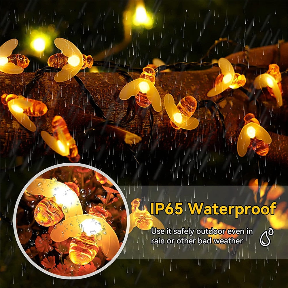 LED Cute Bee Solar String Lights