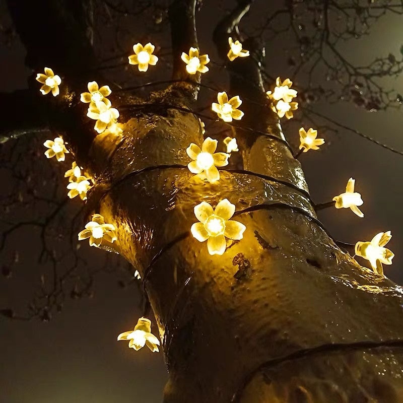 Solar Powered LED Flower String Lights