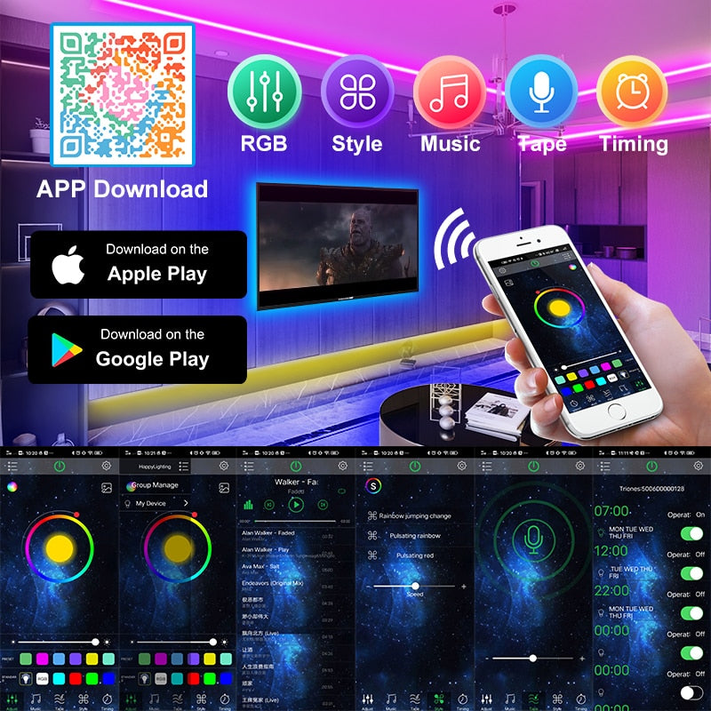 USB LED Flexible Strip Light Bluetooth RGB 5V