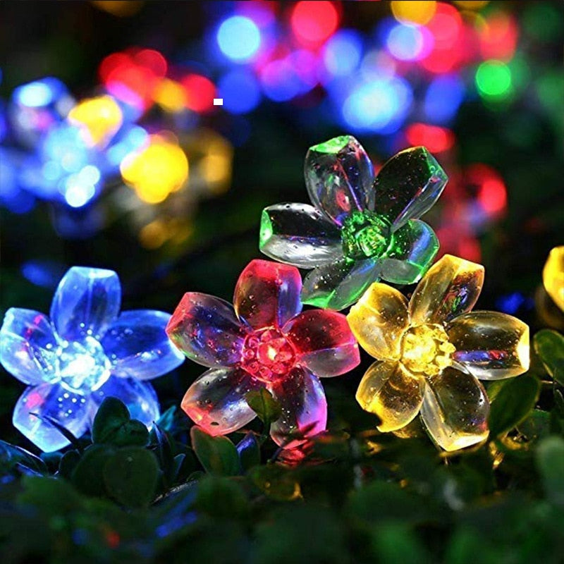 Solar Powered LED Flower String Lights