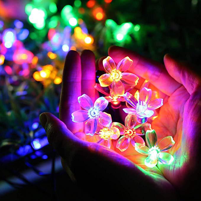 Solar Powered LED Flower String Lights