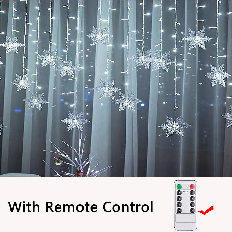 LED Snow Flake Icicle String Lights