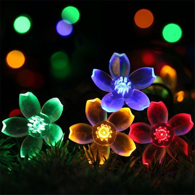 Solar Powered LED Flower String Lights