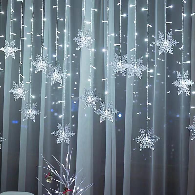 LED Snow Flake Icicle String Lights