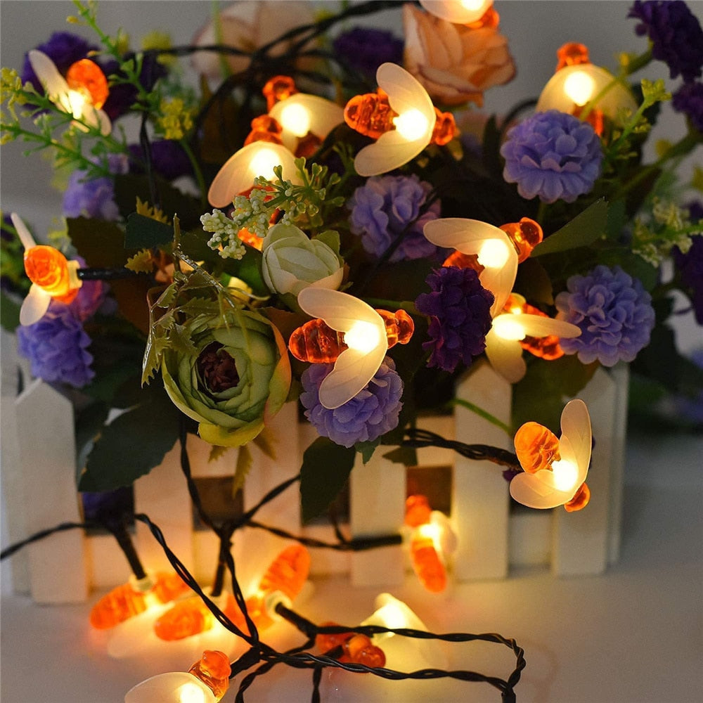 LED Cute Bee Solar String Lights