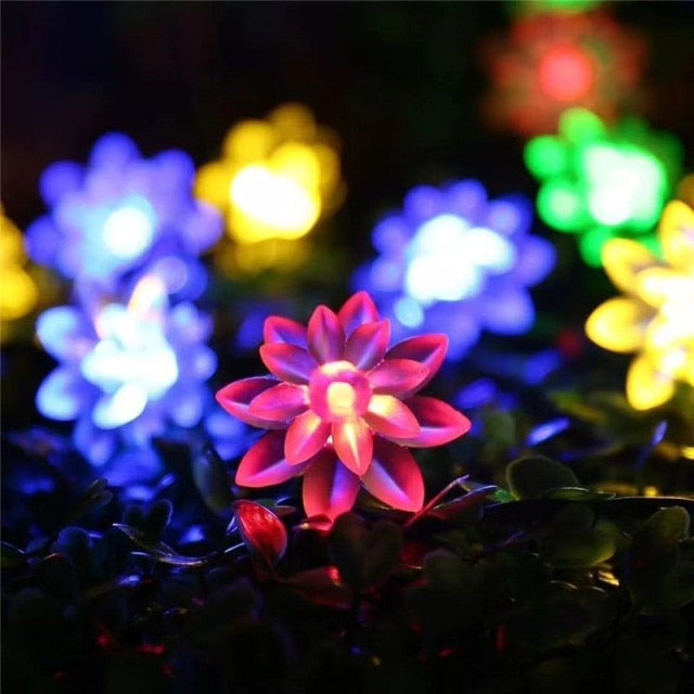 Solar Powered LED Flower String Lights