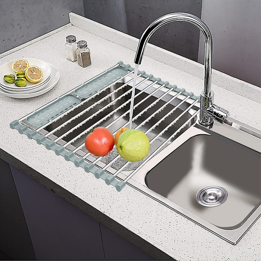 Foldable Stainless Steel Dish Drainer Roll Up Dish Drying Rack