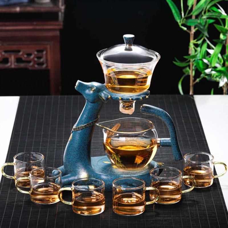 Full Automatic Deer Teapot Glass Tea Set