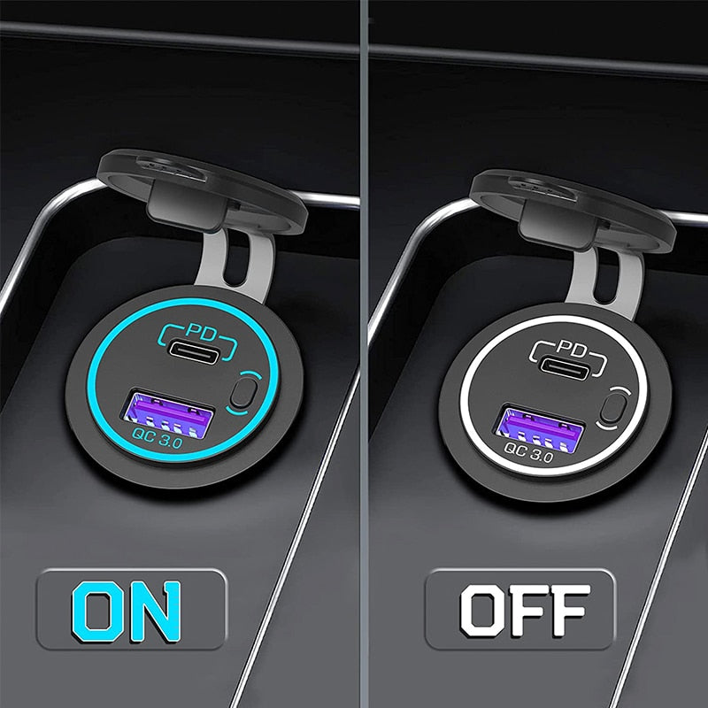 48W USB Charger Socket Waterproof Fast Charge Adapter
