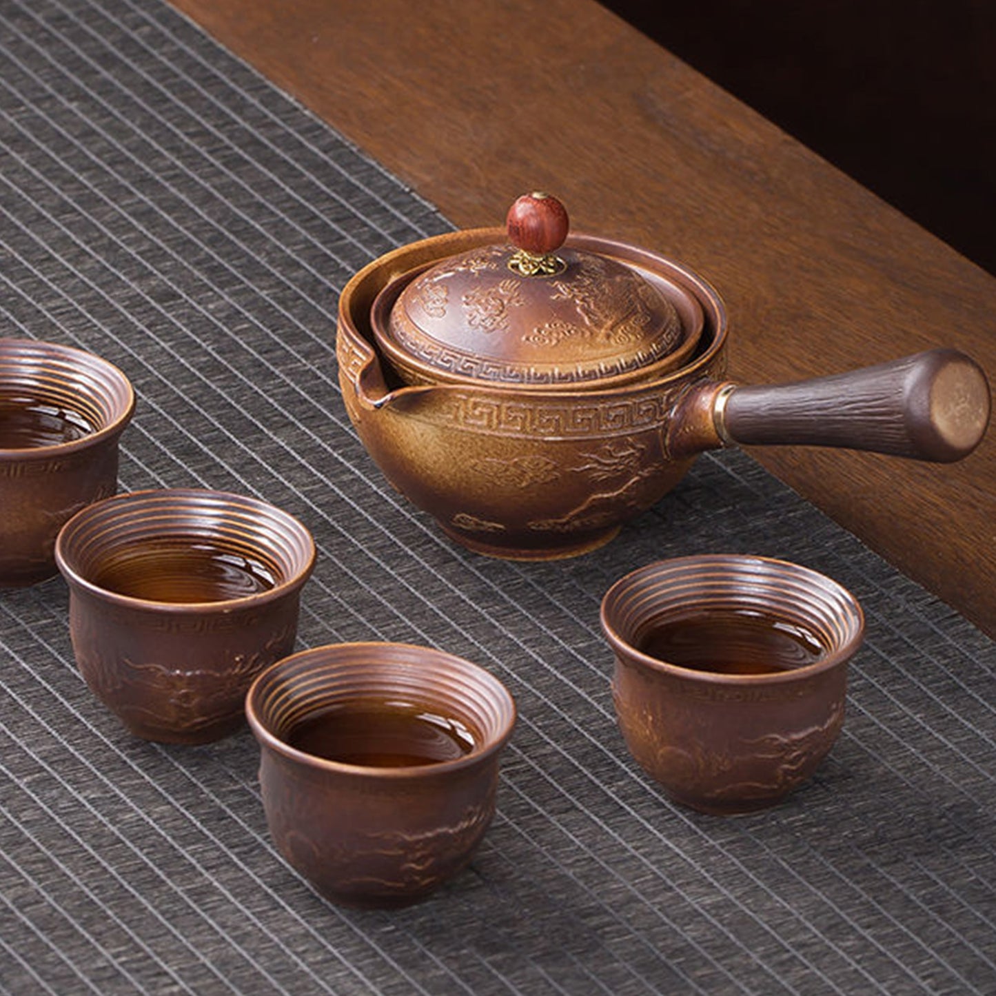 Ceramic Teapot Chinese Gongfu Tea Pot 360 Rotation