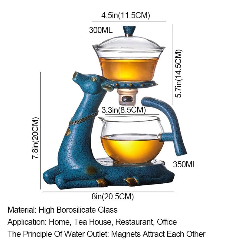 Full Automatic Deer Teapot Glass Tea Set