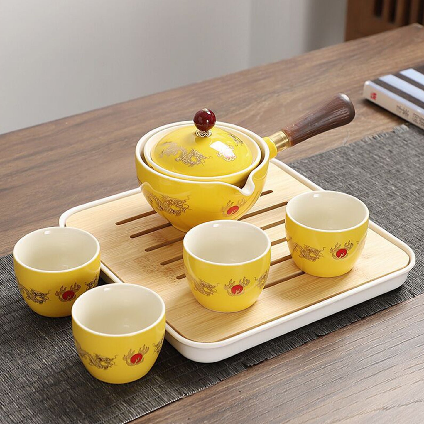 Ceramic Teapot Chinese Gongfu Tea Pot 360 Rotation