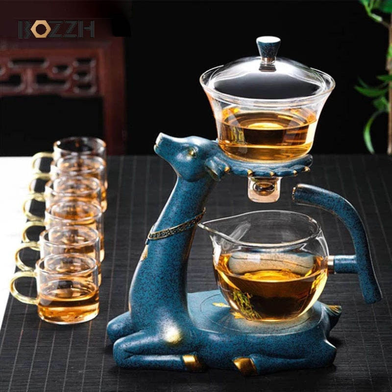 Full Automatic Deer Teapot Glass Tea Set
