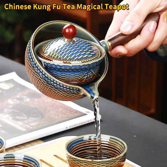 Ceramic Teapot Chinese Gongfu Tea Pot 360 Rotation
